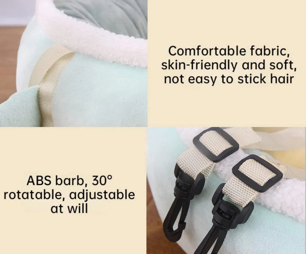 Green or yellow chick or dinosaur shaped cat bed that can be a flat sofa or a hanging hammock for small pets.