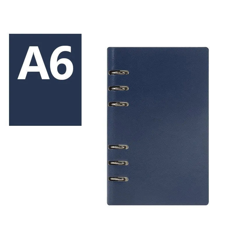 Business notebook with imitation leather cover and loose-leaf binding in multiple colour options