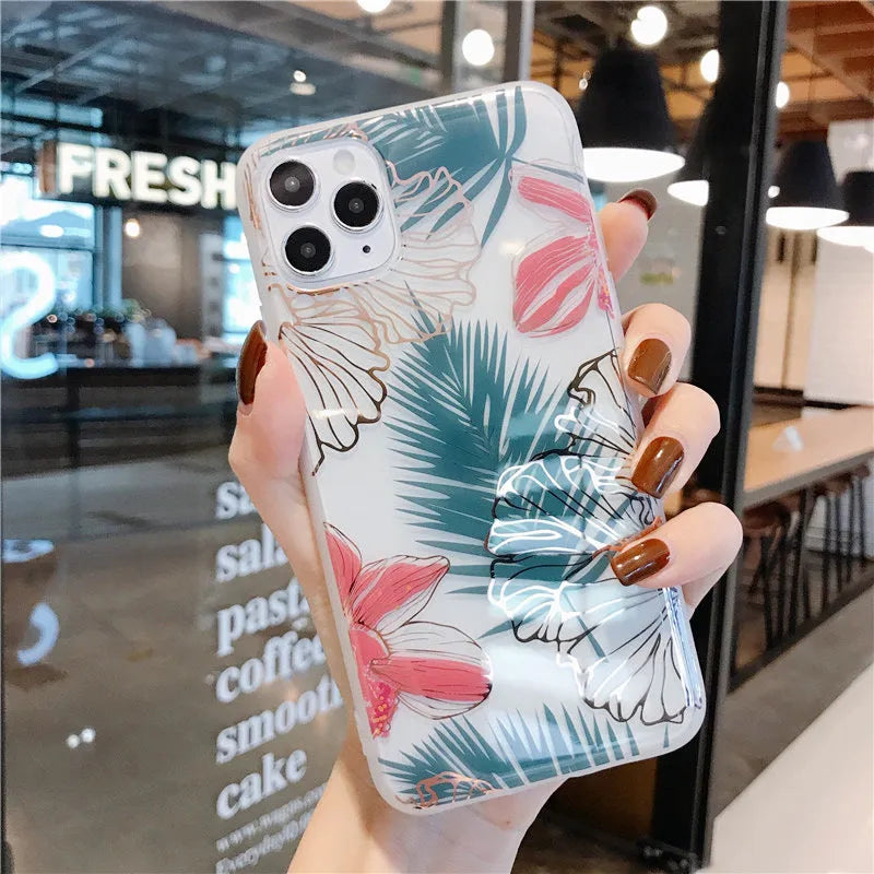 Flower phone case protective sleeve for iPhone 11 Pro Max X 8 Plus 8 7 Plus 7 6 6s 6s Plus 6 Plus in six floral styles