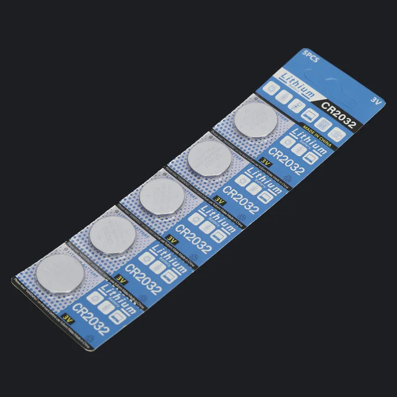 Pack of 5 CR2032 3V lithium button batteries for remote controls and scales
