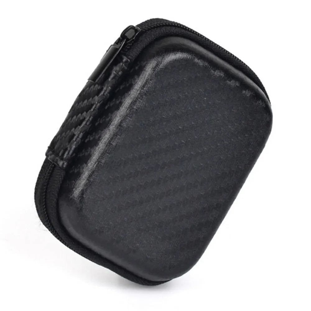 Mini black travel storage case for GoPro and action cameras, compact size 7.5cm x 5.5cm x 2.5cm