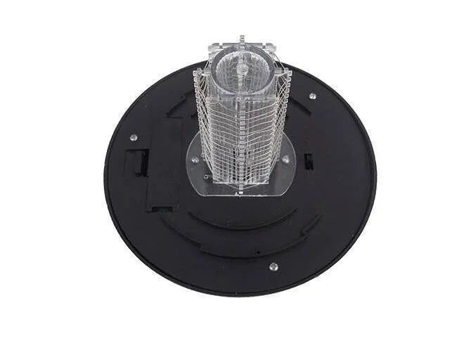 Black solar-powered garden insect lamp with white and UV purple light, 42cm tall.