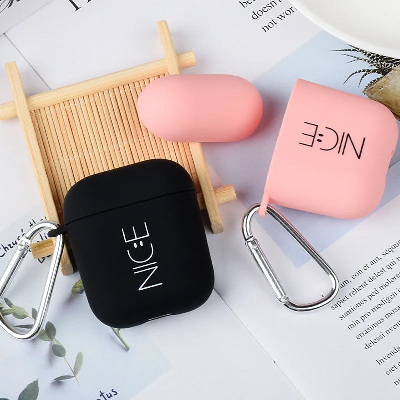 Black and Pink PC plastic protective back covers for Apple AirPods cases with decorative style designs.