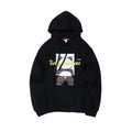 Men's black casual hoodie with straight fit, round neck and plain modal fabric