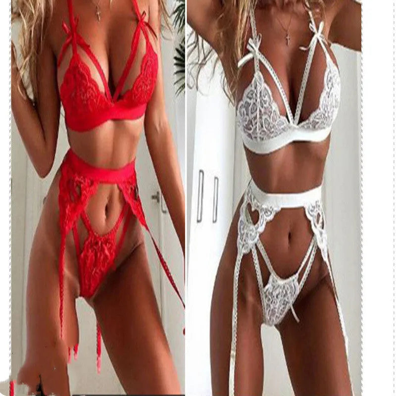 Red and white lace lingerie sets for women available in sizes S M L XL