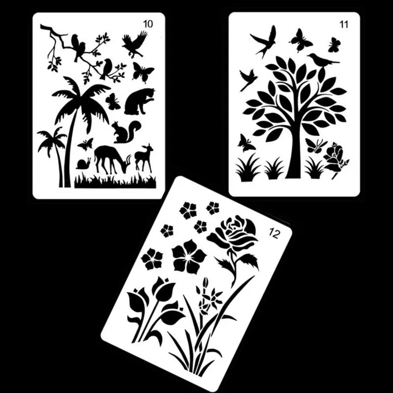 White plastic drawing stencil kit with reusable templates for art and craft designs