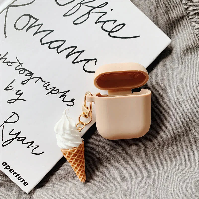 Silicone protective case for Apple AirPods 2 featuring a cylinder ice cream design.