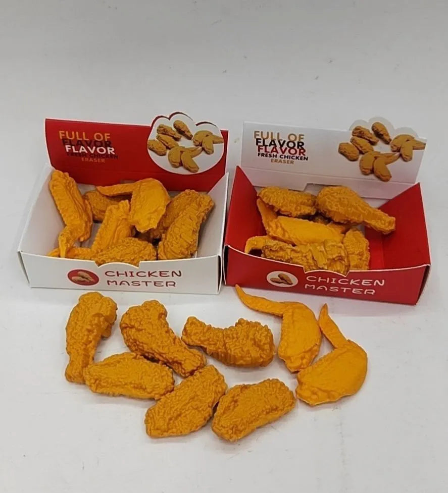 Chicken wing drumstick eraser in roast wing colour, TPR writing correction eraser, 4cm size