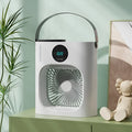 White USB refrigeration air conditioner household fan, 276 x 229 x 148mm, brushless motor, timing screen display.