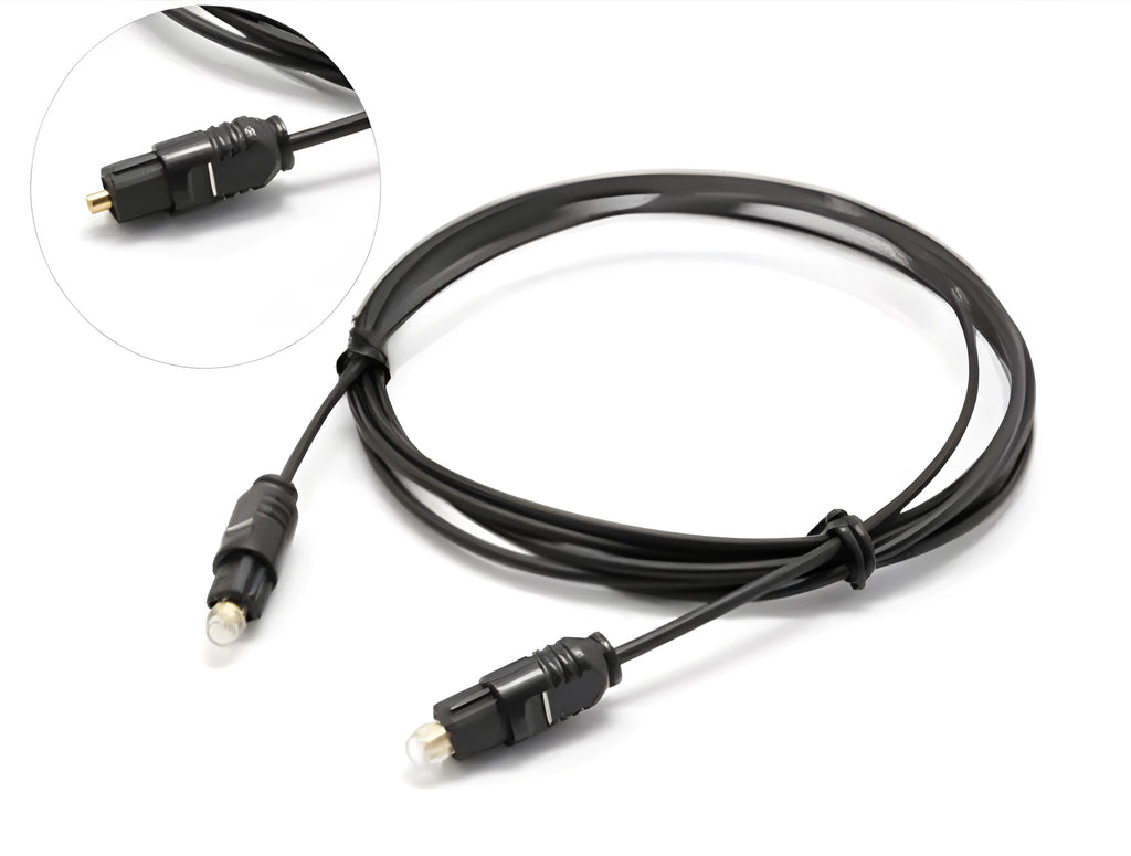 OD2.2 thick PVC jacketed digital optical audio cable (TOSLINK) with connector.