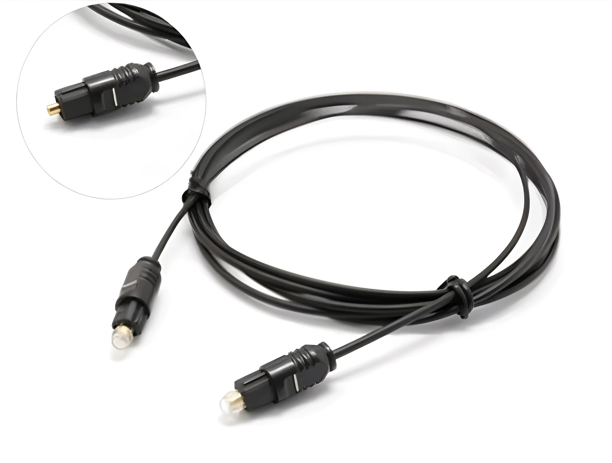 OD2.2 thick PVC jacketed digital optical audio cable (TOSLINK) with connector.
