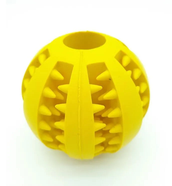 Natural silica gel slow feeder dog toy ball in blue for tooth cleaning and treat dispensing