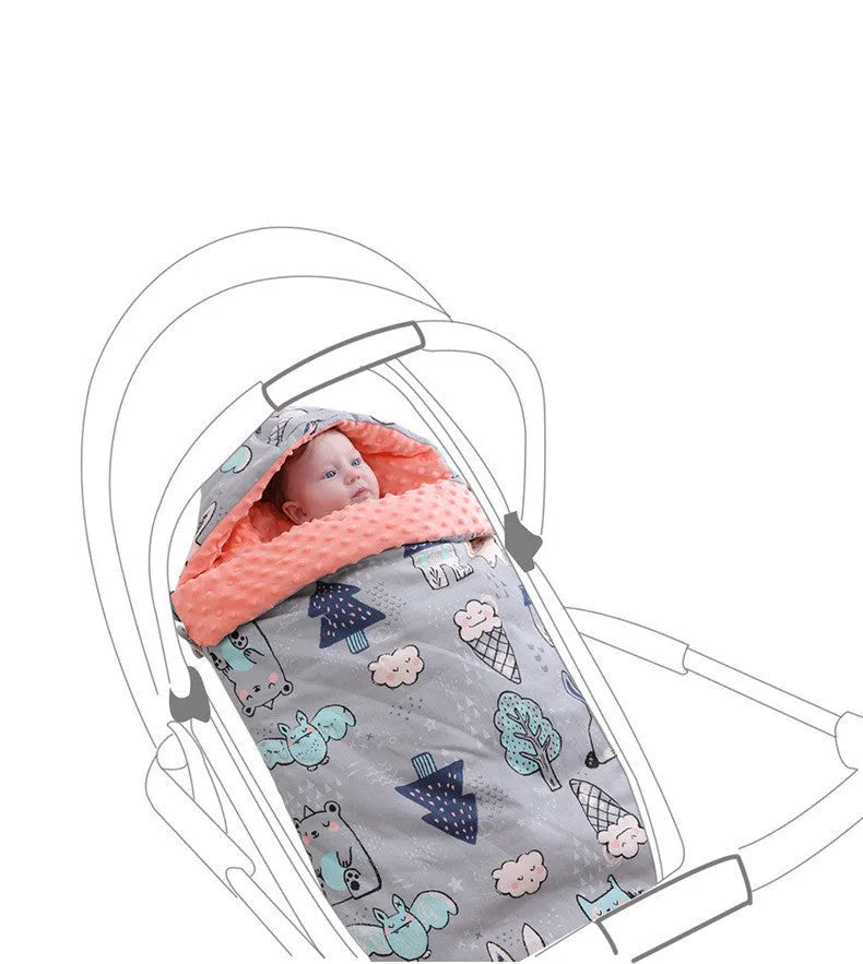 Newborn baby fleece stroller cover quilt 80x46cm with soft lining in Animal pattern