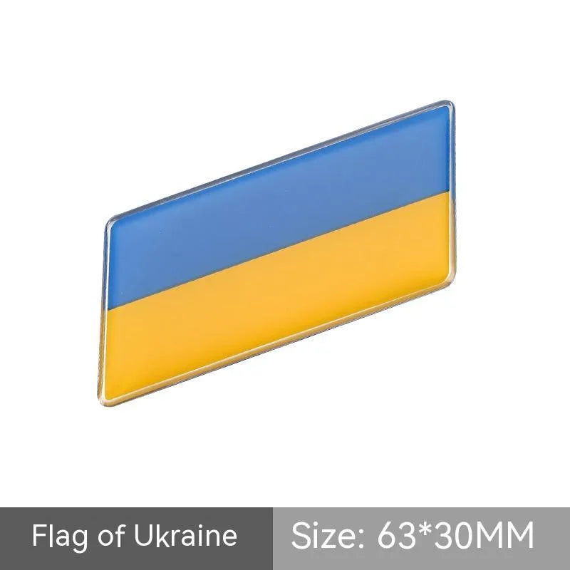 Aluminium national flag car sticker badge, parallelogram shape, 6.3 by 3 cm, for rear bumper.