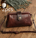 Leather pillow shape purse in yellow with cover opening compact 22x12x6cm size
