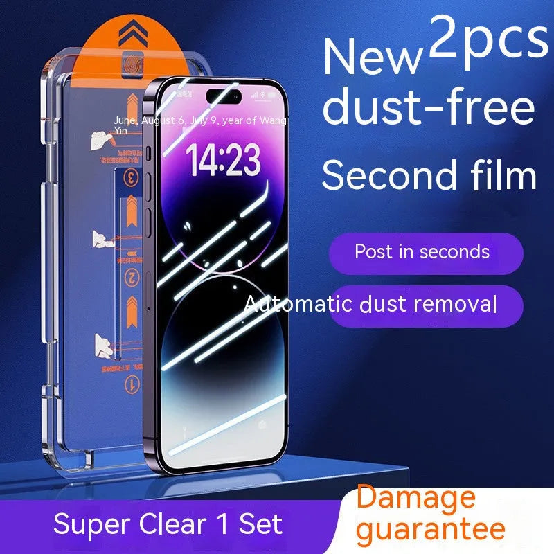 Dust-free warehouse tempered glass screen protector kit for iPhone with privacy dustproof net