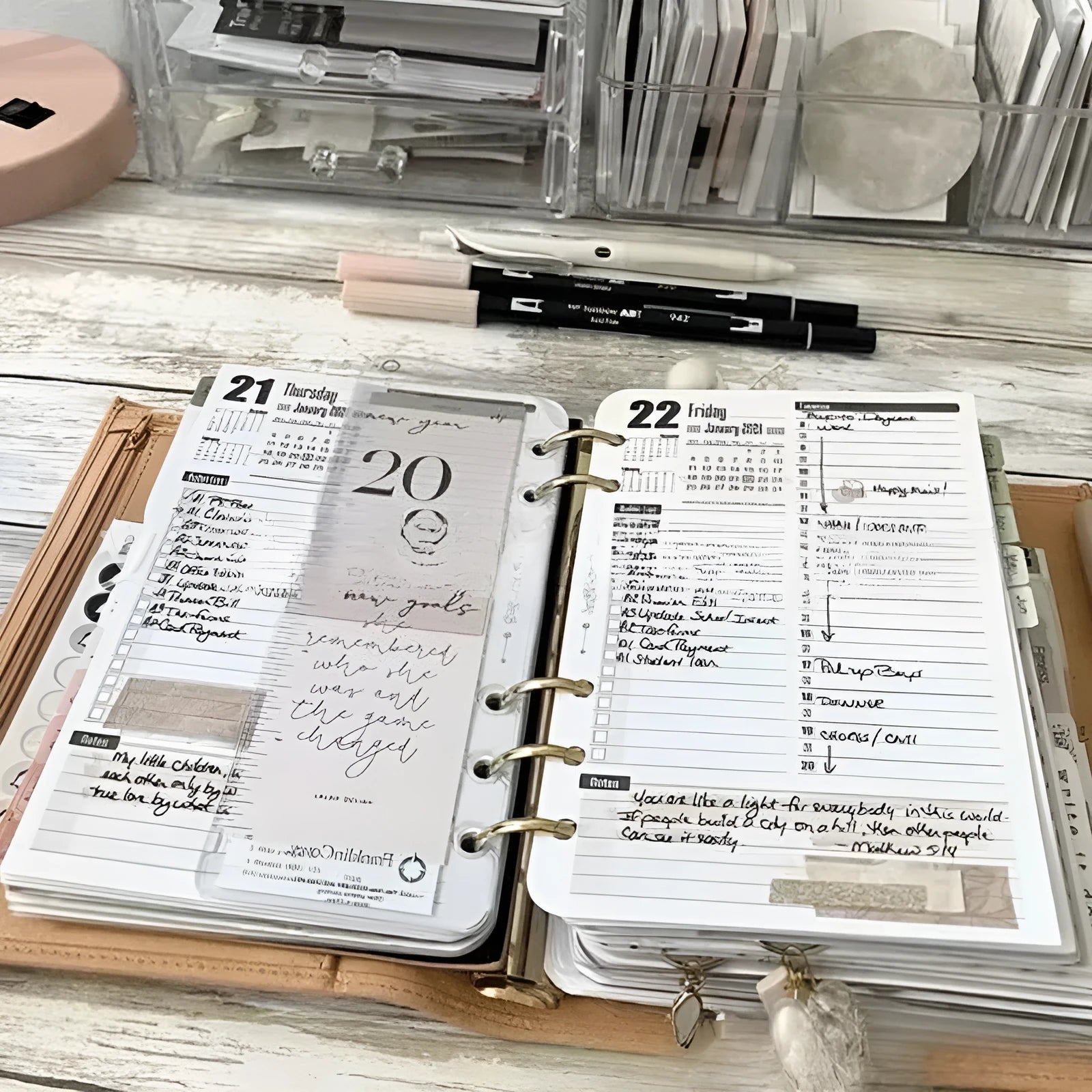 Life Area Simple Planning Toolkit notebook in black or brown with coated paper pages
