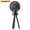 HOMEFISH F2 automatic shaking head portable fan with LED light on a removable bracket.