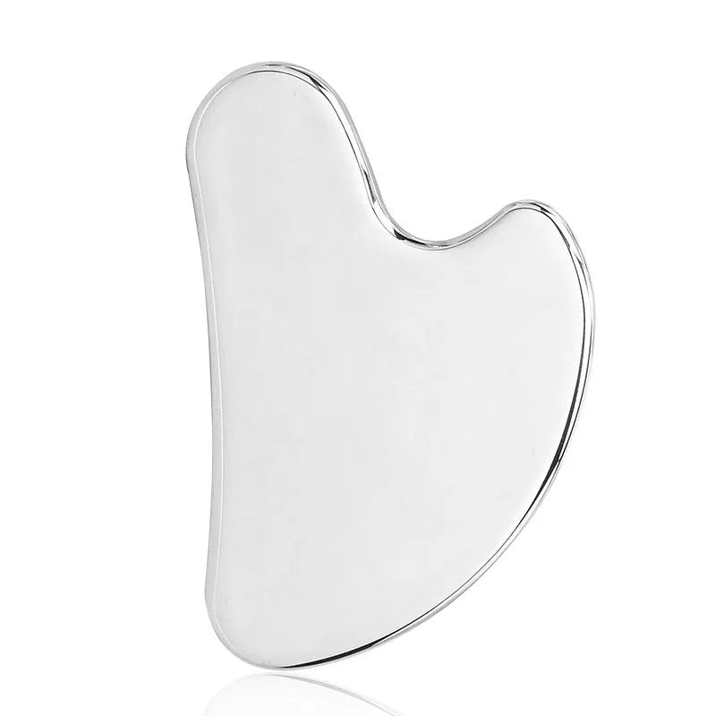 Stainless steel heart-shaped facial massage roller and 3cm scraping plate set for acupressure