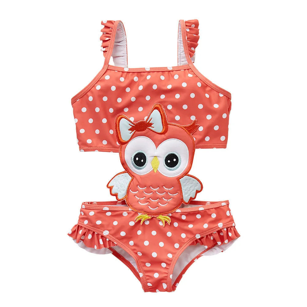 Baby girls watermelon printed one-piece swimsuit in pink with watermelon pattern, polyester, sizes 12M to 8T