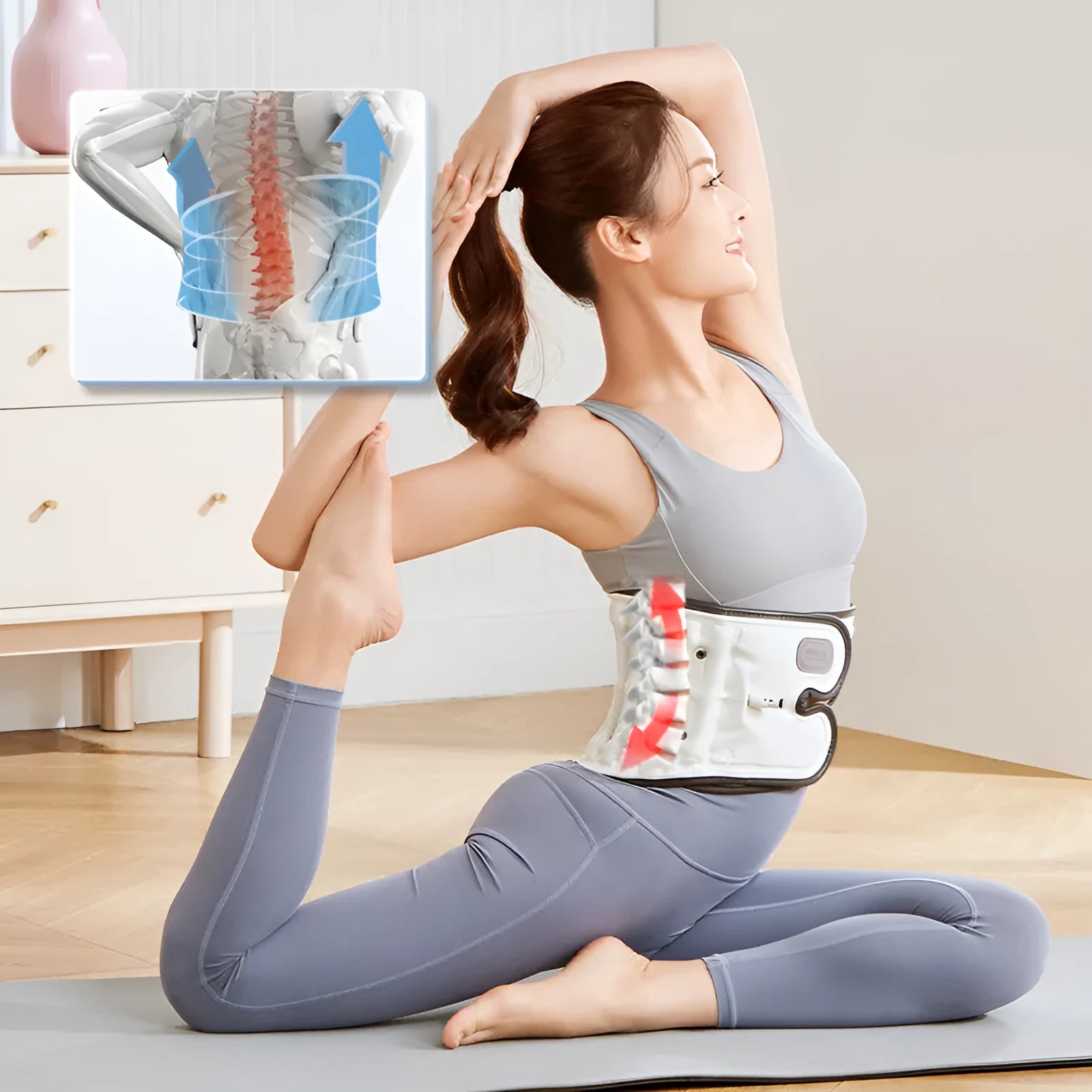 Automatic inflation lumbar disc stretch correction waist supporter in size S or M.
