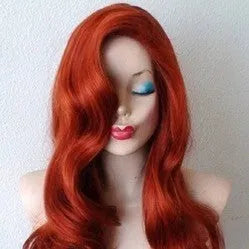 Copper Red long curly wig, about 26 inches, high temperature fibre, for cosplay and fancy dress
