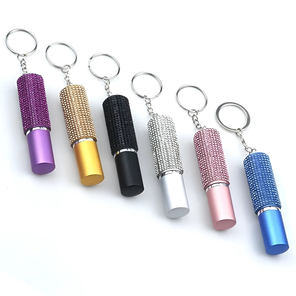 Empty refillable perfume bottle with spray atomiser shown in one of 49 colour options