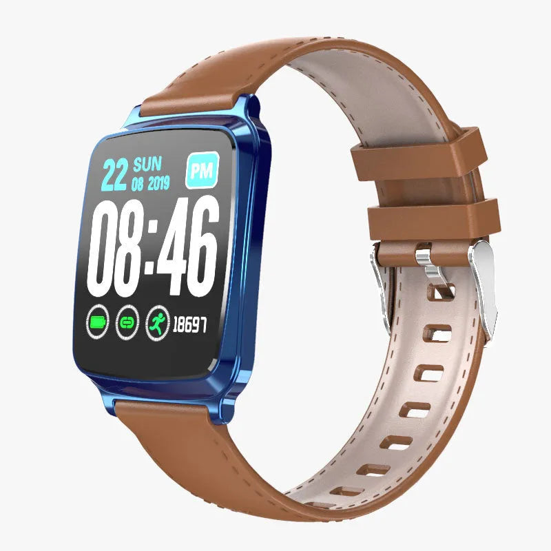 M8 smart fitness bracelet with zinc alloy body and TPU strap on a wrist, displaying heart rate data.