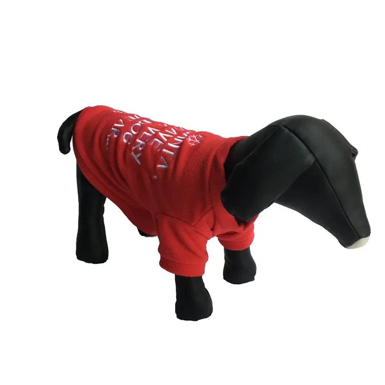 Christmas pet sweater in fleece with red letters or red snowflakes, sizes XS S M L