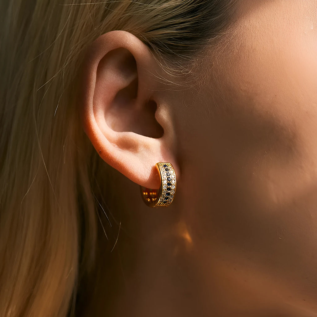 Women's round geometric earrings in KE1268 colour with copper construction and gold electroplating