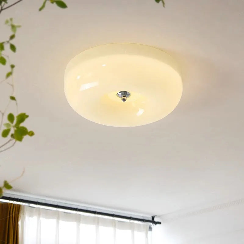 Antique style cream coloured bedroom ceiling lamp with three-colour light adjustment.