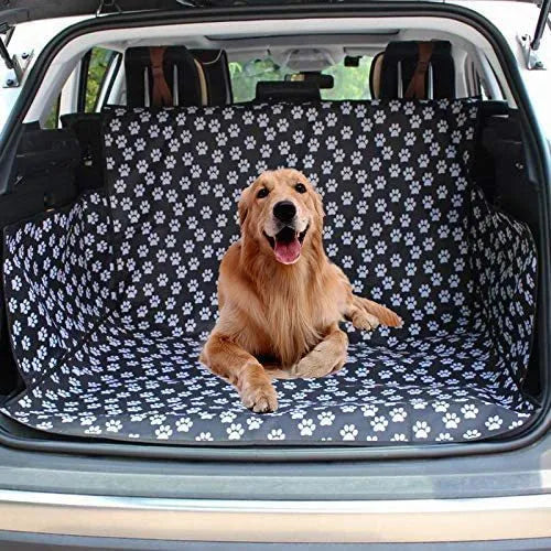 Waterproof dog car mat in Paw Print Oxford cloth for car boot or SUV trunk, anti-dirty pet liner