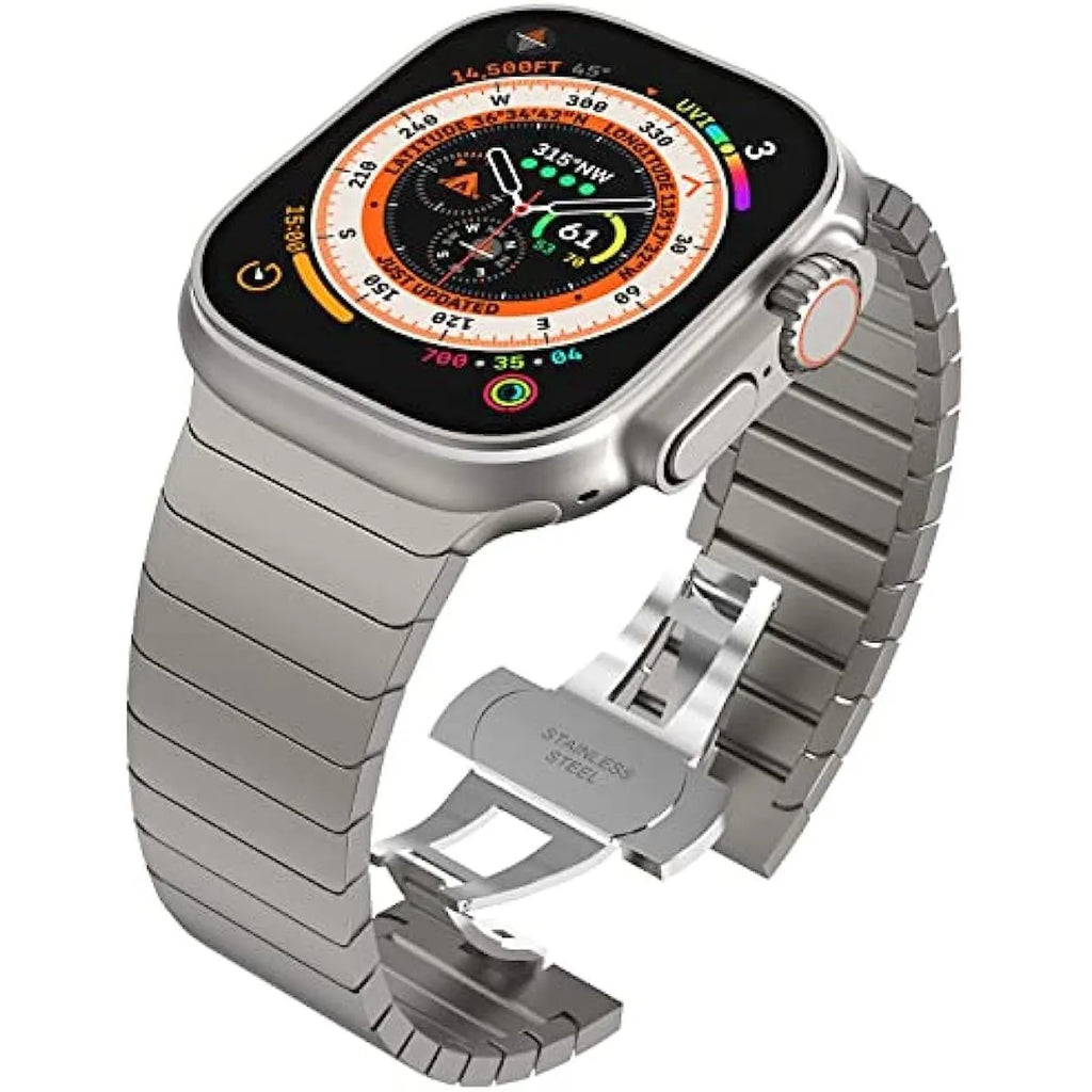 Stainless steel one bead bamboo joint watch strap for Apple Watch with butterfly clasp in assorted colours