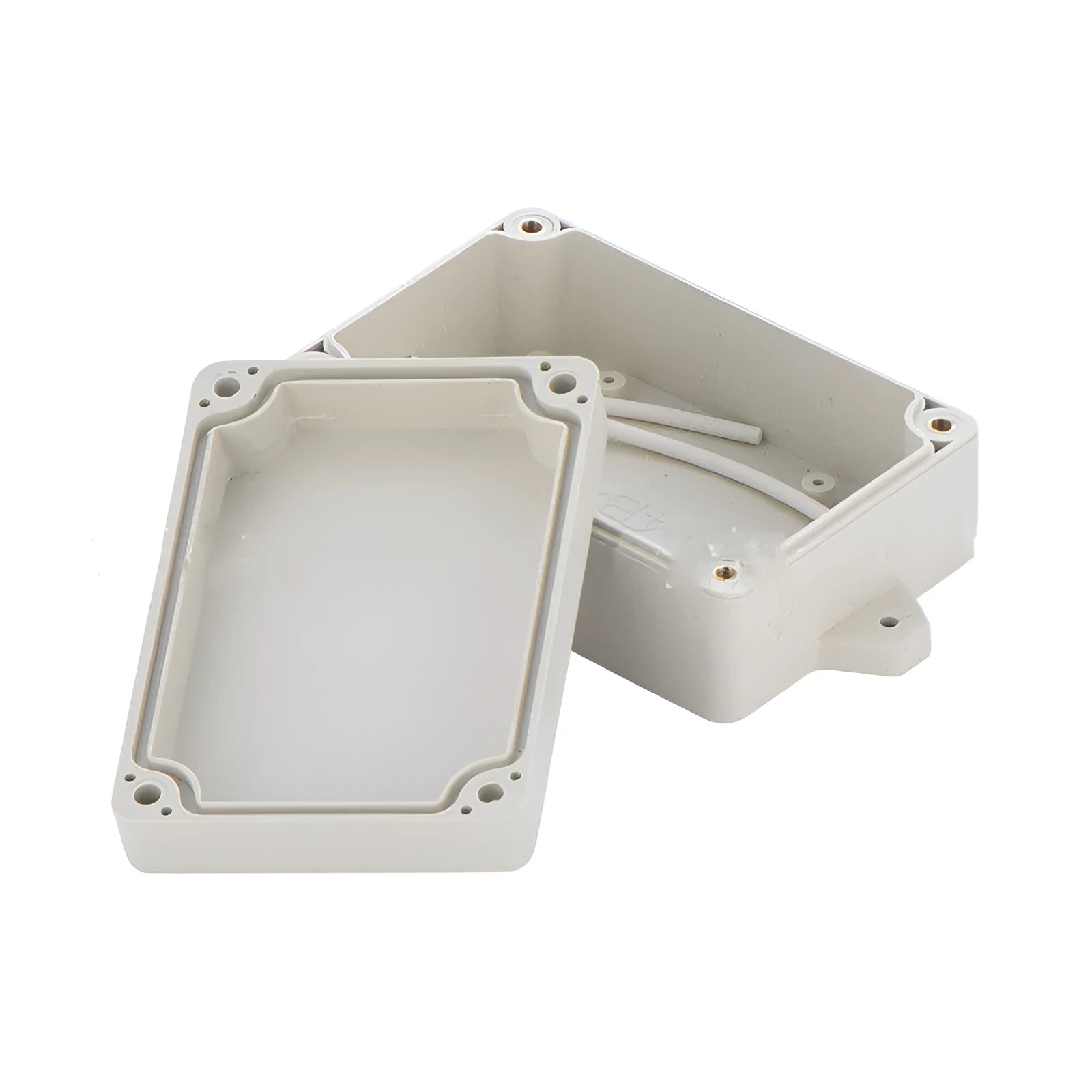Green ABS plastic waterproof instrument box for security power supplies, showing front and side.
