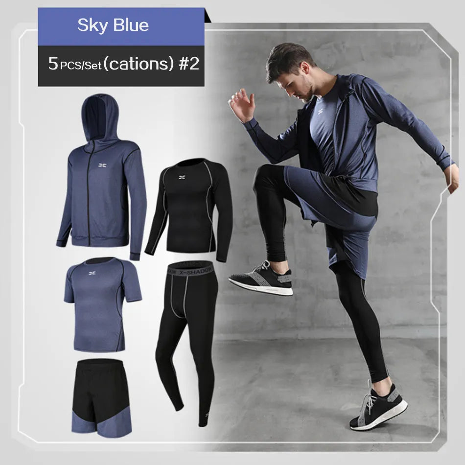 Men's polyester sports suit two-piece set in black – tops and trousers coordinated tracksuit