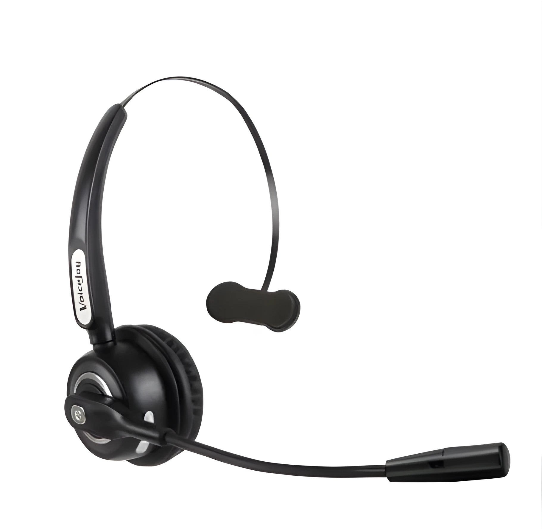 Over-ear Bluetooth headset with microphone, designed for truck drivers and office use with noise cancellation.