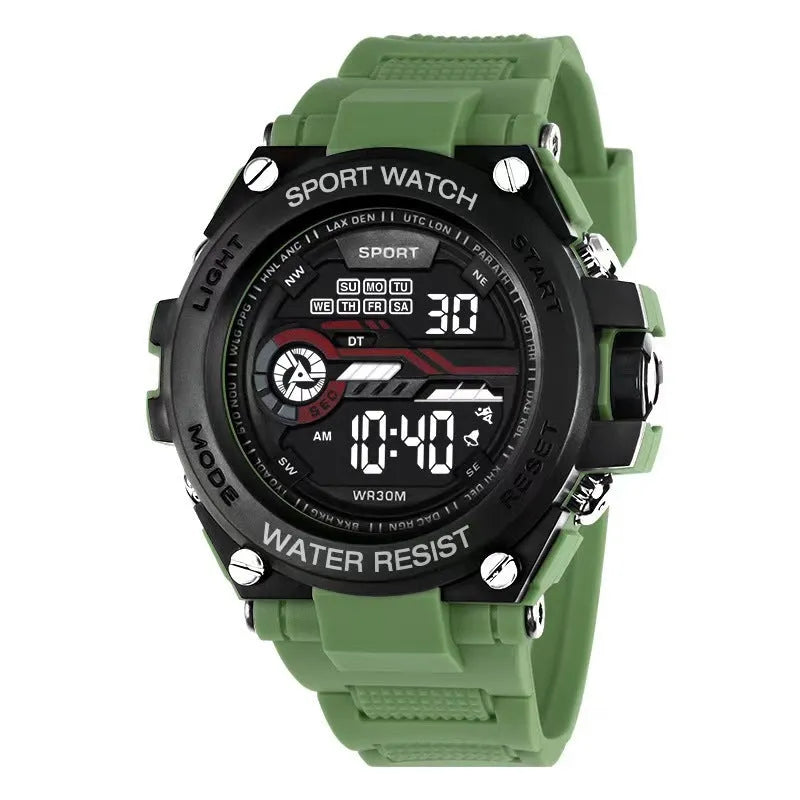 Digital fashion watch with silicone strap in multiple colour options for teenagers and students