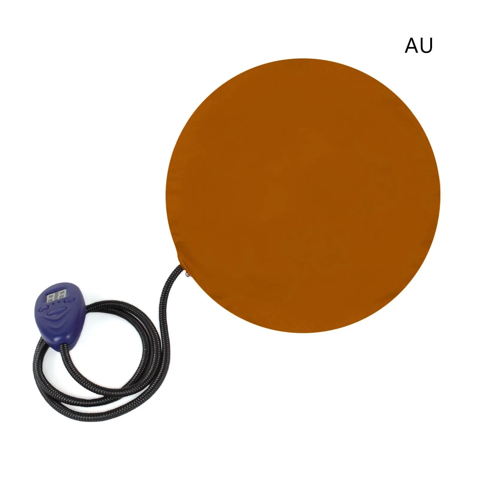 Pet constant temperature heating pad with sheared flannel cover in brown colour, 30cm square