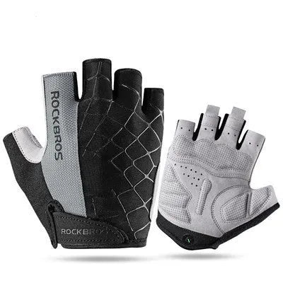 Breathable cycling gloves in grey, available in sizes S to XXL for road and mountain biking