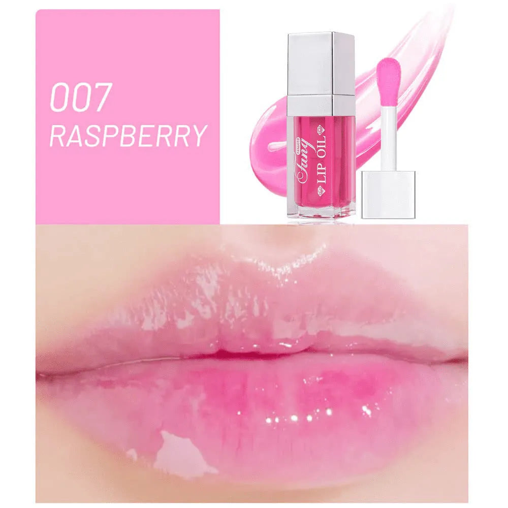 Five colour options of moisturising lip gloss with repairing effects for lips