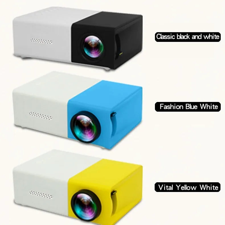 YG300 mini portable projector in yellow with 1080p resolution and 100ANSI brightness for home use