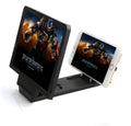 Black and white mobile phone stand with radiation-proof 3D screen amplifier for hands-free viewing