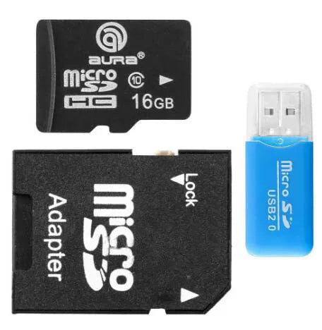 Mini USB TF and SD memory card reader with USB-A connector for computer file transfer