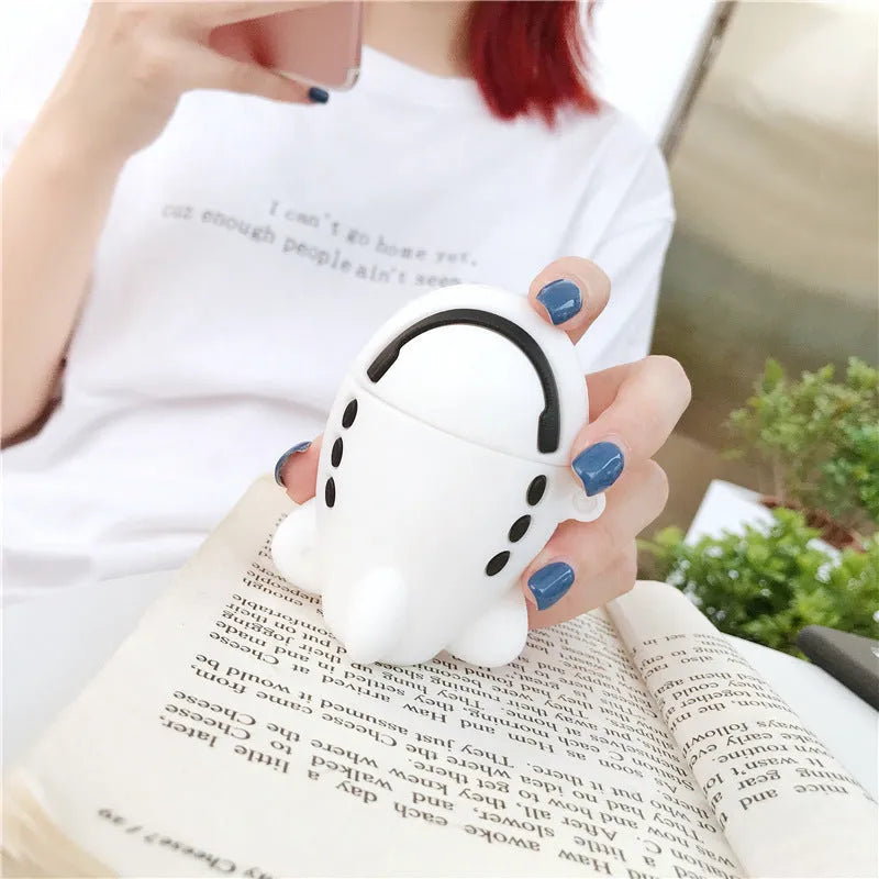 Airplane cartoon design silicone flip protective case with hook for Apple AirPods 1 and 2 generation