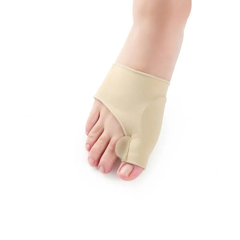 Corrective bunion relief socks with silicone gel toe separator in small, medium, and large sizes.