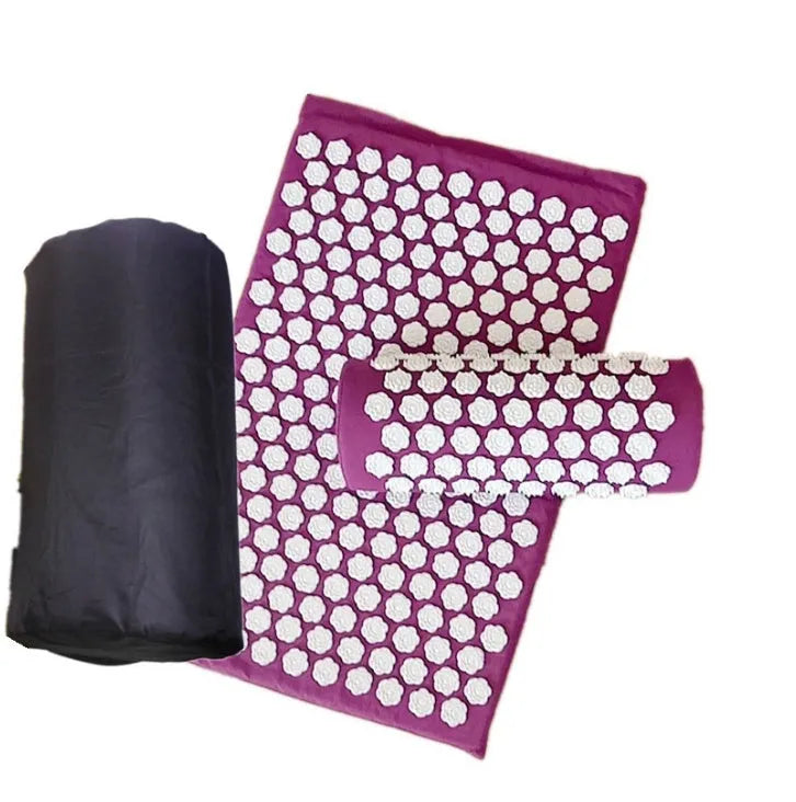 Lotus acupressure massage cushion and mat set in cotton with storage bag