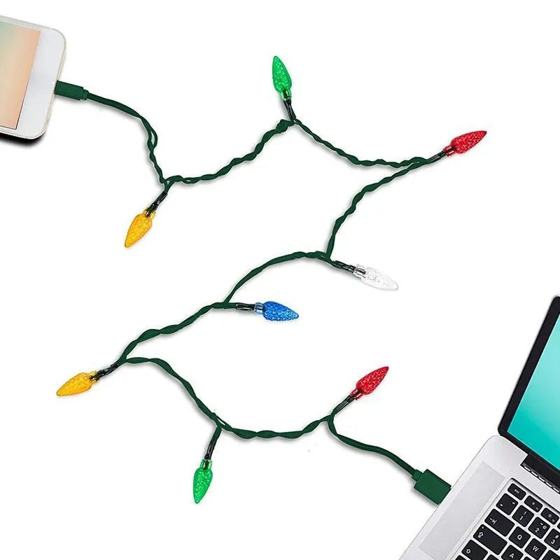 USB charging cable with 10 flashing LED Christmas lights for mobile devices and room decoration