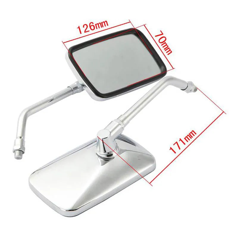 Silver all-metal convex motorcycle rearview mirror with electroplated finish