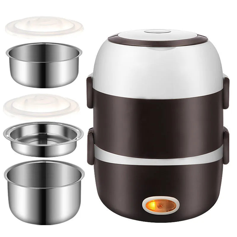 USB-powered electric heated lunch box with two-layer and three-layer capacity options