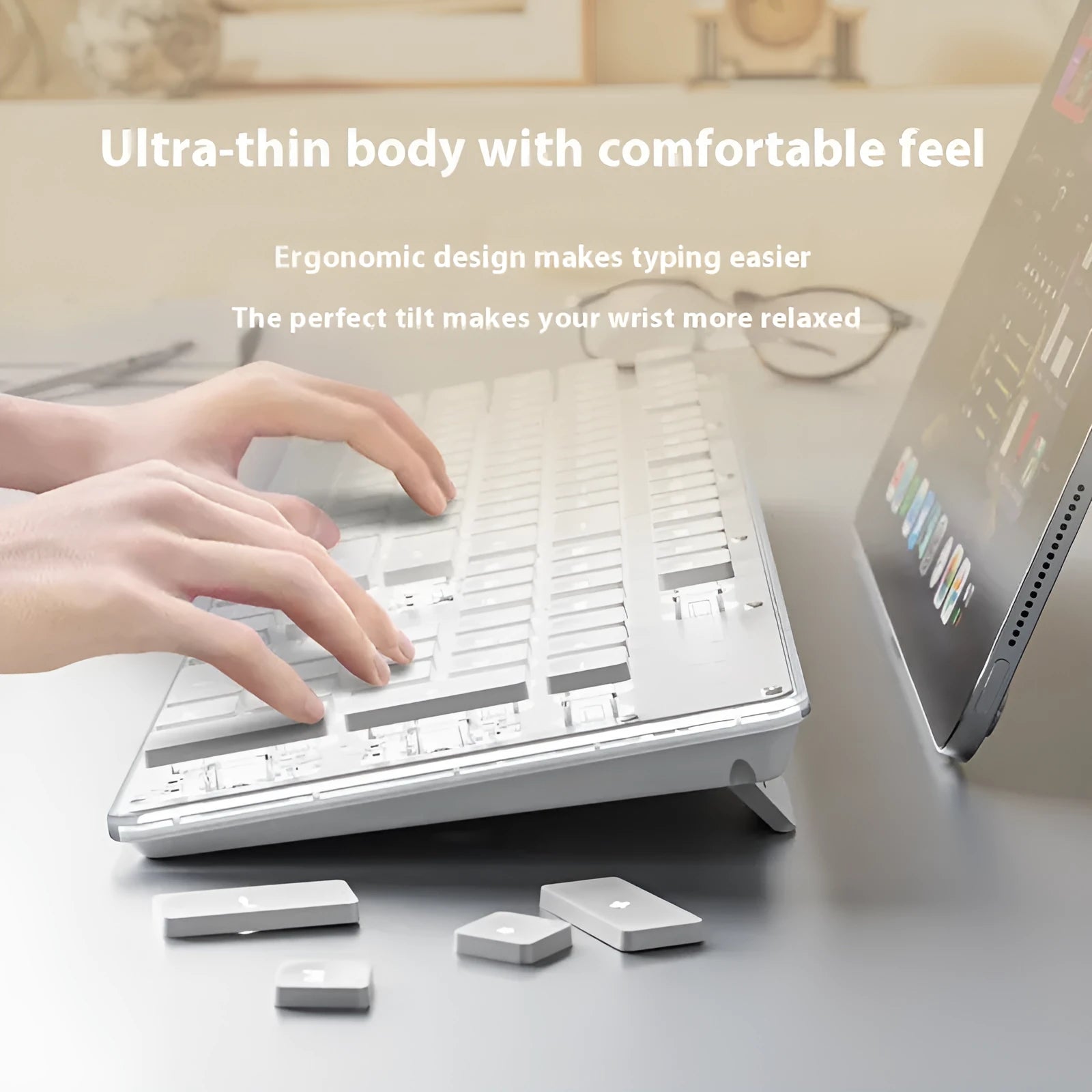 Button mute wired mechanical keyboard with USB cable in Metal Black blue backlight colour option.